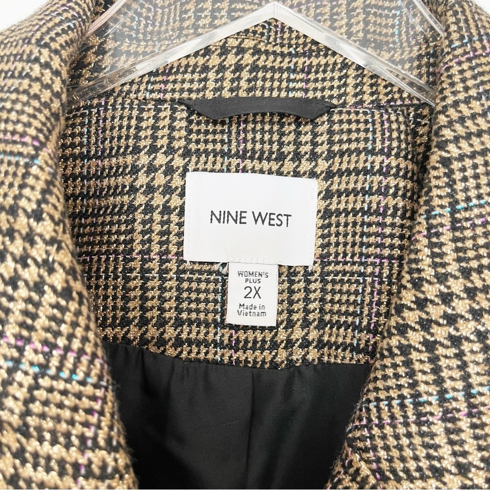 Nine West Womens Blazer Brown and Tan with Metallic Accents Size 2X - Picture 6 of 10